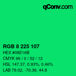 Color code: RGB 8 225 107 | qconv.com