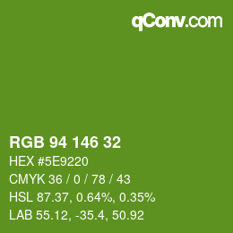 Code couleur: RGB 94 146 32 | qconv.com