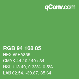 Farbcode: RGB 94 168 85 | qconv.com