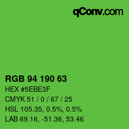 カラーコード: RGB 94 190 63 | qconv.com