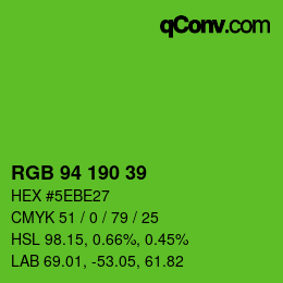 Code couleur: RGB 94 190 39 | qconv.com