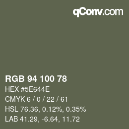 Código de color: RGB 94 100 78 | qconv.com