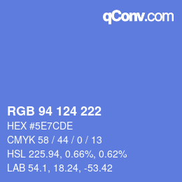 Code couleur: RGB 94 124 222 | qconv.com