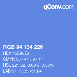 Color code: RGB 94 134 226 | qconv.com