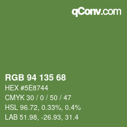 Color code: RGB 94 135 68 | qconv.com