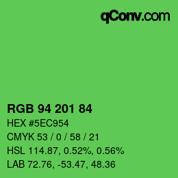 Código de color: RGB 94 201 84 | qconv.com