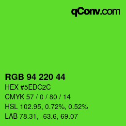 Código de color: RGB 94 220 44 | qconv.com