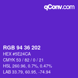 Color code: RGB 94 36 202 | qconv.com