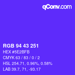 Code couleur: RGB 94 43 251 | qconv.com