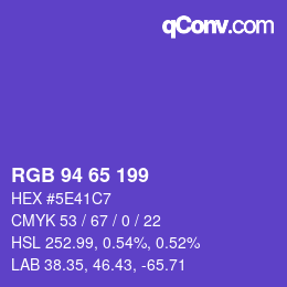 カラーコード: RGB 94 65 199 | qconv.com