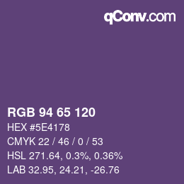 Color code: RGB 94 65 120 | qconv.com