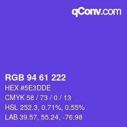 Code couleur: RGB 94 61 222 | qconv.com