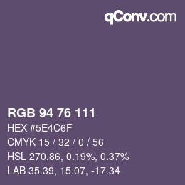 Código de color: RGB 94 76 111 | qconv.com