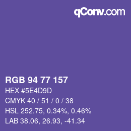 Code couleur: RGB 94 77 157 | qconv.com