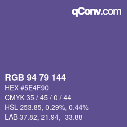 Color code: RGB 94 79 144 | qconv.com