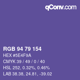 カラーコード: RGB 94 79 154 | qconv.com