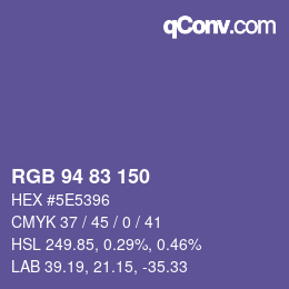 Color code: RGB 94 83 150 | qconv.com