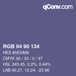 Código de color: RGB 94 90 134 | qconv.com