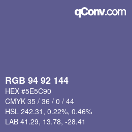 Code couleur: RGB 94 92 144 | qconv.com