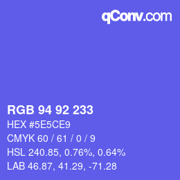 Code couleur: RGB 94 92 233 | qconv.com