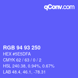 Farbcode: RGB 94 93 250 | qconv.com