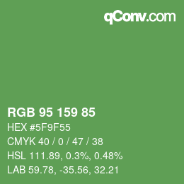 Color code: RGB 95 159 85 | qconv.com