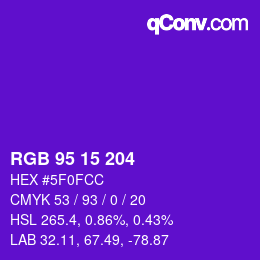 Farbcode: RGB 95 15 204 | qconv.com