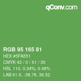 カラーコード: RGB 95 165 81 | qconv.com