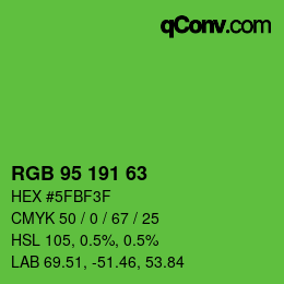 カラーコード: RGB 95 191 63 | qconv.com