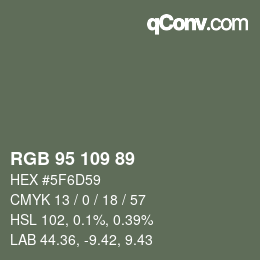 Color code: RGB 95 109 89 | qconv.com