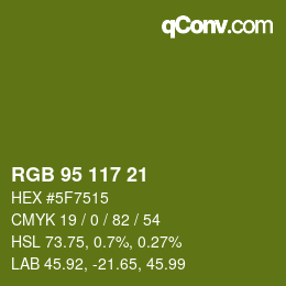 Color code: RGB 95 117 21 | qconv.com