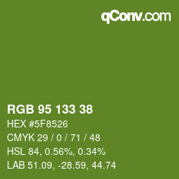 Código de color: RGB 95 133 38 | qconv.com