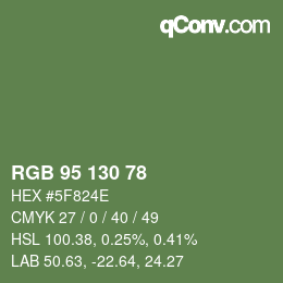 Color code: RGB 95 130 78 | qconv.com