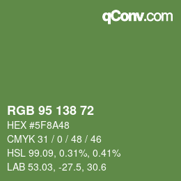 Color code: RGB 95 138 72 | qconv.com