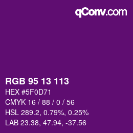 Color code: RGB 95 13 113 | qconv.com