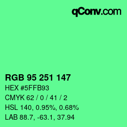 Color code: RGB 95 251 147 | qconv.com