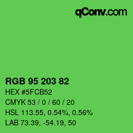 Código de color: RGB 95 203 82 | qconv.com