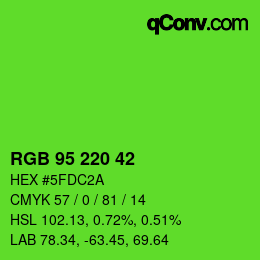 Código de color: RGB 95 220 42 | qconv.com