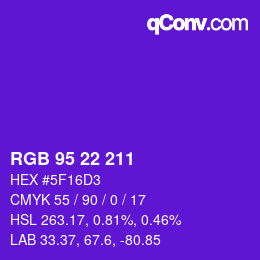 Código de color: RGB 95 22 211 | qconv.com