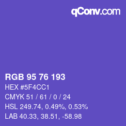 Código de color: RGB 95 76 193 | qconv.com