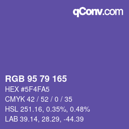 Code couleur: RGB 95 79 165 | qconv.com