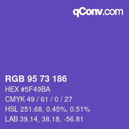 Color code: RGB 95 73 186 | qconv.com