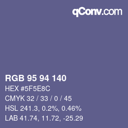 Code couleur: RGB 95 94 140 | qconv.com