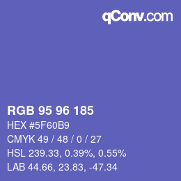 Color code: RGB 95 96 185 | qconv.com