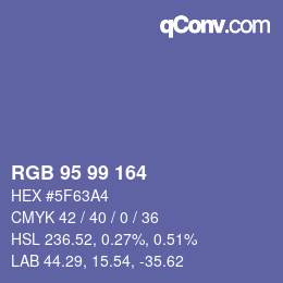 Color code: RGB 95 99 164 | qconv.com