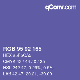 カラーコード: RGB 95 92 165 | qconv.com