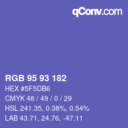 Code couleur: RGB 95 93 182 | qconv.com