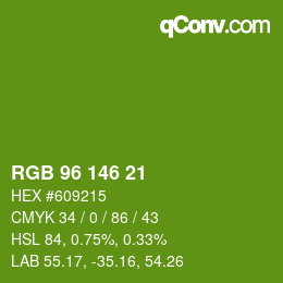 Code couleur: RGB 96 146 21 | qconv.com