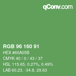 Code couleur: RGB 96 160 91 | qconv.com