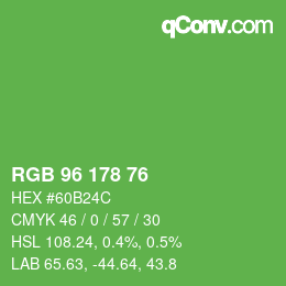 Color code: RGB 96 178 76 | qconv.com